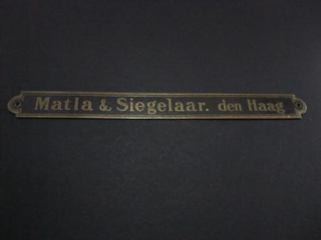 MATLA & SIEGELAAR, Piano- en Orgelhandel, Weimarstraat Den Haag